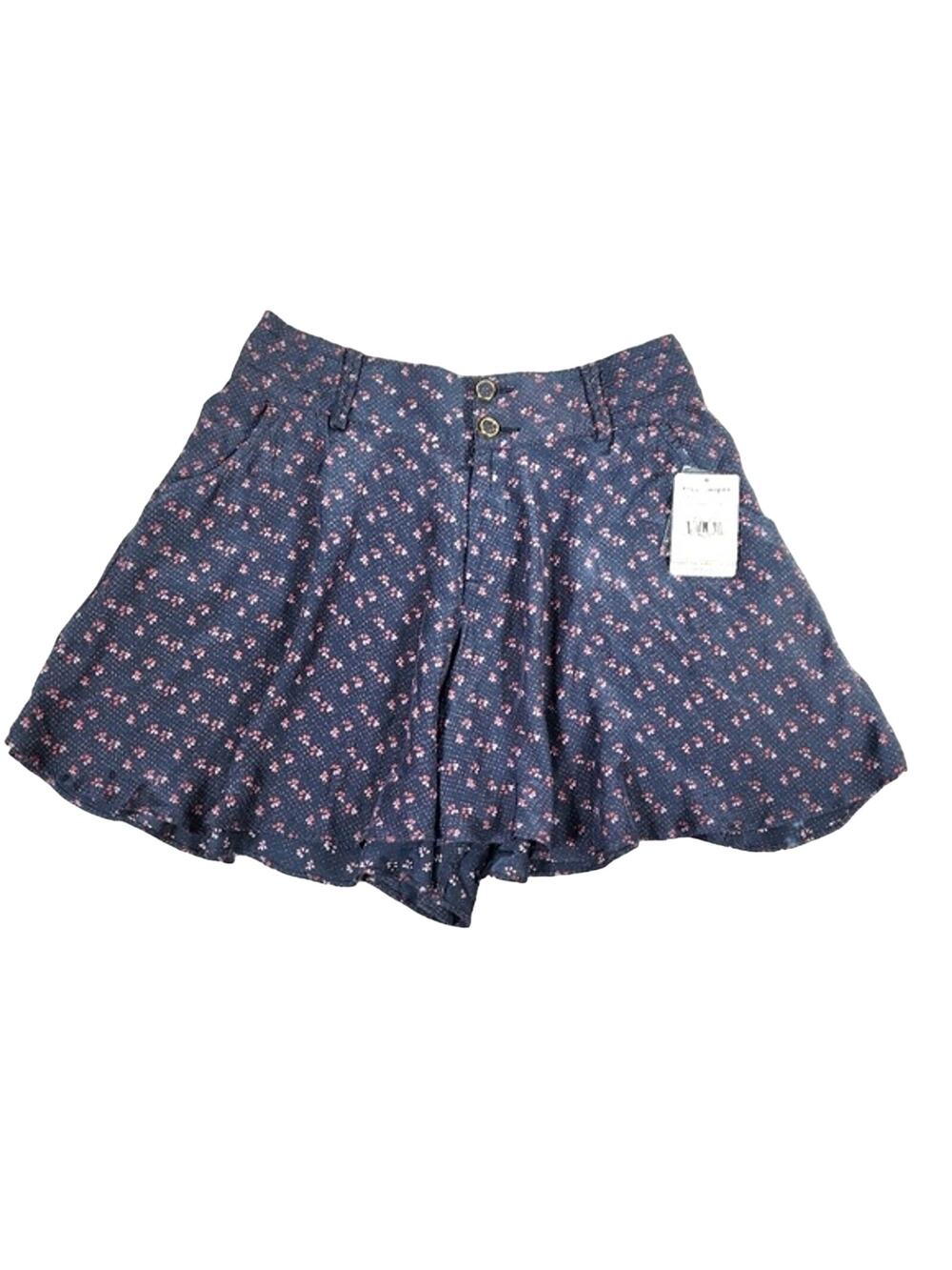 NWT Free People Slate Gray Floral Skort Shorts Size Small